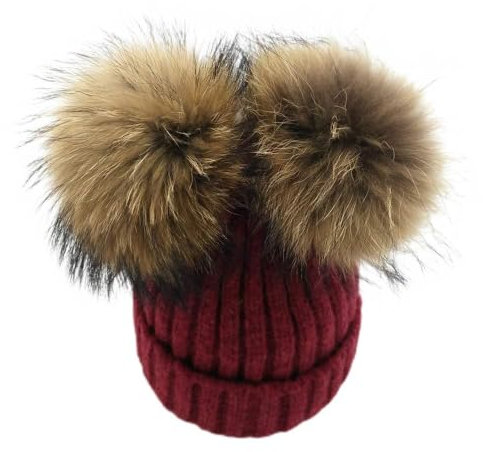 Avfora Pudelmütze Damen Winterwarme Strickmütze. Mütze Aus Verdickter Wolle Mit Doppelseitigem Bommel Und Stretch,08,Erwachsene