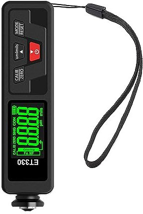 Farbdickenmessgerät, ET330 + Zn Beschichtung Dicke Gauge Hintergrundbeleuchtung 0-1500um Autolack Dicke Gauge Film Tester Beschichtung Dicke Gauge for Auto für Autos F/NF-Messung (Color : Black-Green