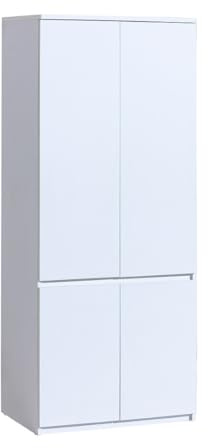 MINIO go for it - Kleiderschrank 80 cm Breit, Schlafzimmer Schrank mit 4 Türen und 1 Kleiderstange, ARCCA Serie, Kleiderschrank Weiß - B:80cm x H:195cm x T:52cm