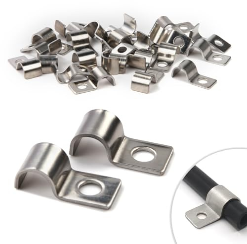 30 Piezas Abrazaderas para Tubo 8mm Soportes para Tubo de Un Solo Agujero en Acero Inoxidable V2A Soportes en U Abrazadera Sujetadores para Cables Ø 7-8.5mm Fijación de Tuberías de Agua