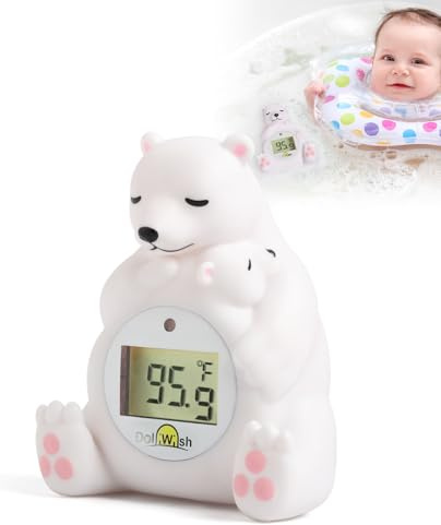 Baby Bath Thermometer for Infants,Cute Polar Bear Digital Bath Thermometer for Baby,Room&Water Temperature Toy
