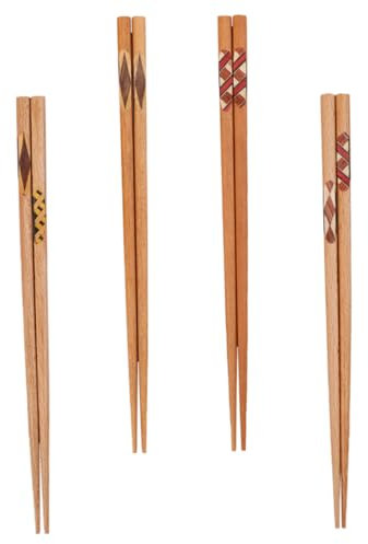 KICHOUSE 4paia Bacchette Giapponesi Legno Bacchette Portatili Antiscivolo Per Sushi e Cucina Utensili Eleganti Per Casa e Ristoranti Facili Da Pulire e Riutilizzabili