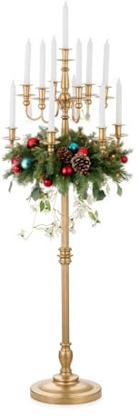 Sziqiqi Or Candelabra Support Bougies : 13 Bras Support de Bougies Pour Sol Centre de Table de Noël - 130cm de Hauteur Candelabra Vintage Pour Maison Salle à Manger Salle de Séjour Cheminée Décoration
