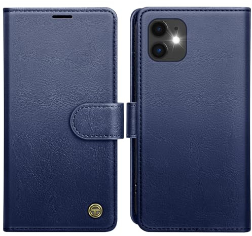 AIMOYU for iPhone 11 Case, Flip Wallet Leather Phone Case with [4 Card Slots] [Kickstand] [RFID Blocking] Magnetic Protective Shockproof Cover for iPhone 11 Phone Case - Blue