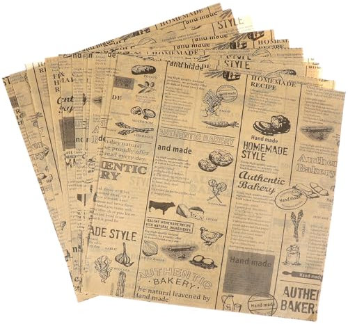Cabilock 50blätter Retro Verpackungspapier Blumenpapier Hühnerrollenpapier Ölbeständig Mehrzweck Geschenkpapier