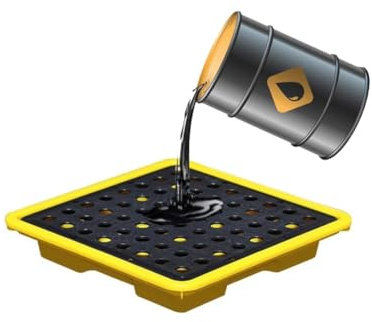 Plattform für kleine Fässer, Auffangwanne mit 50 kg Tragkraft, modulare Industriepalette zur Auffangung von Auslaufartikeln für Schreibtische in Garagen, Kellern und Labors (4 L/33 x 33 x 5,