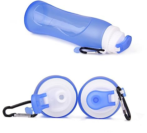SUPVOX Gourde de Sport Légère et Compacte 500ml en Silicone Pliable avec Mousqueton pour Camping et Jogging en Extérieur