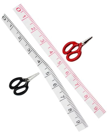 Toddmomy 1 Juego Modelo Tijeras Regla medidora de Coser Mini gobernante Regla de Costura Regla para Coser casa de muñecas Accesorios de Costura para casa de muñecas pequeña Tijera aleación