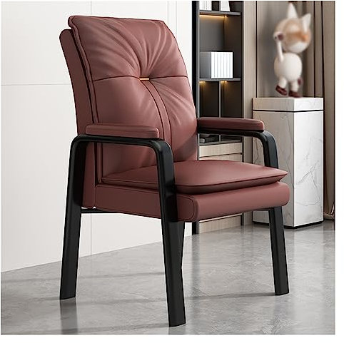 Moderner brauner Ledersessel mit Metallrahmen und gepolsterten Armlehnen, gepolsterter Einzel-Sofa-Stuhl für Wohnzimmer, Lesen, Gästestuhl