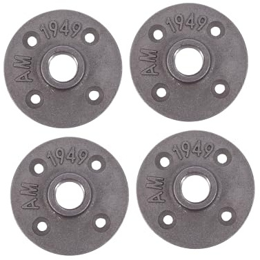 SHINEOFI 4 Pezzi Flange Decorative Decorazioni Per Scaffalature Per Mobili Base Fissa a Flangia Piastre Flangiate Raccordi Malleabili Ferro Da Stiro Black