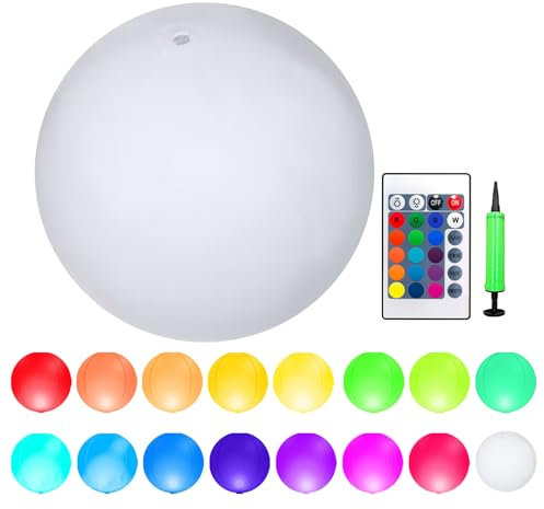 Light Up Beach Balls, Glow in The Dark Pool Beach Decoration Balls, Remote-Controlled Ambiance, PVC Material, Floating LED Nightlight for Backyard, Summer Poolside, Garden and Playground,