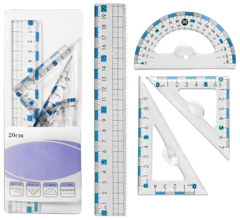 RVYEIOP 4 Set di Righello, Trasparenti Righello 15 cm, Righello Anti-miopia, Adatto per scuole elementari, Medie e uffici (15 cm).