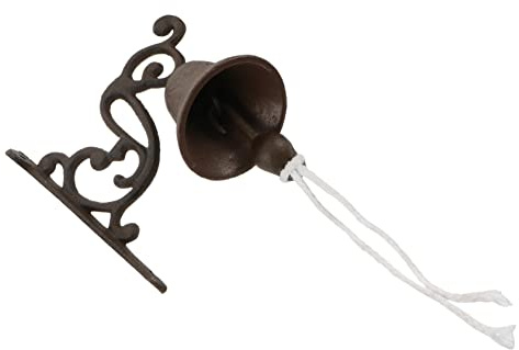 HEATSHAKING Timbre De Hierro Fundido Vibración Manual, Estilo Rústico, Tamaño Medio, Color Negro, para Decoración De Jardín, Manual, Uso Aulas y Cafeterías, Campana Creativa para Colgar Pared