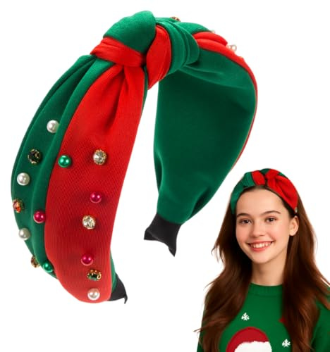 Serre-tête Noël, 1 Pièces Bandeaux de Noël, Noué Cheveux Bande, Accessoires de Cosplay pour Fête de Noël Enfants et Adultes, Noel Cadeaux Pour es Fêtes à Thème, Bals de fin D'année