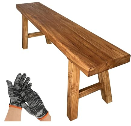 Generisch Massivholz Sitzbank Flur – 5 cm Dick, Holzbank Ohne Lehne Als Sitzbank, Rustikal Braun Bettbank Holzbank Rustikal Esszimmerbank Aus Ulmenholz Eingangsbank Flurbank(120 * 26 * 45 cm)