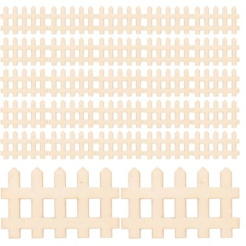 SHINEOFI Miniatur Holzzaun 200 Stück Kleiner Lattenzaun aus Holz Feengartenzaun für Puppenhäuser Terrarien und Kleiner Garten Dekoration 49 X 30cm