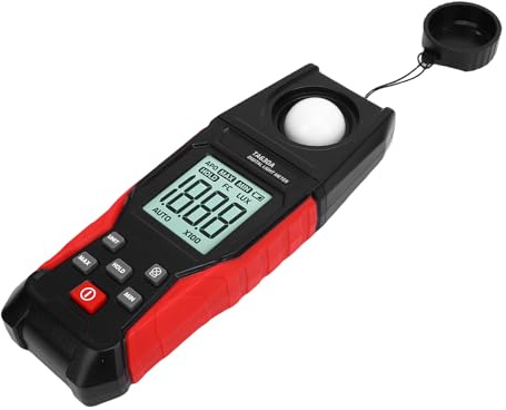 Luocute Luxmètre Numérique, Luxmètre 0,1 à 200 000 LX avec écran LCD et Maintien des Données, Mesureur de Lumière Numérique, Mesureur de Température Ambiante Portable pour Photographie