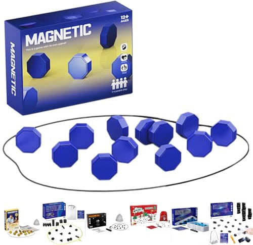 Ajedrez Magnético Portátil para Viajes y Camping con Piedras Magnéticas - Incluye Juego de Rompecabezas de Formas Geométricas Juego de Mesa Educativo de Estrategia y Damas para Niños de 9 a 14 Años