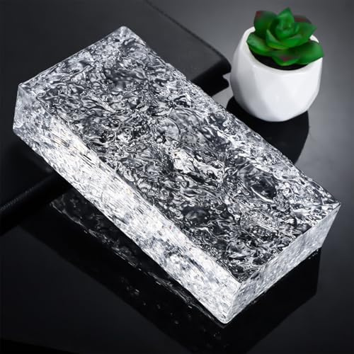 Blocchi decorativi in vetro solido trasparente, mattoni in cristallo chiaro con texture ghiaccio, forma rettangolare per divisori di privacy, ideali per casa, bar, hotel o ufficio(4pcs)