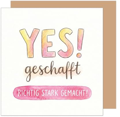 Edition Seidel Premium quadratische Glückwunschkarte zur bestandenen Prüfung mit Umschlag. Karte Grußkarte Spruch Sprüche Abschluss Abitur Bachelor Master Uni Erfolg Tochter Frau pink (PRQ127 SW026)