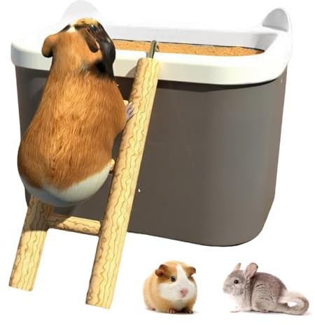 Hamster-Sandbad-Box mit Leiter und Beschäftigung für Kleintiere | Chinchilla Staubbad Behälter Grabekiste Für Heimgebrauch, Reisegebrauch, Grabaktivität, Nahrungssuche, Toilettenbereich,