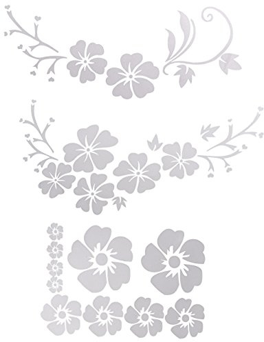 ACBungji Hibiskus Autoaufkleber Blumen blumenaufkleber autotattoos selbstklebend Aufkleber Fenster Schwarz Weiß wasserfest (Weiß Blume)
