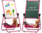 DOEWORKS Lavagna Bambini Cavalletto con U-Supporto, Lavagnas Magnetica per Bambini, Doppio Lato Lavagna Bianca e Nero, Altezza Regolabile & Rotazione a 360°, Rosa