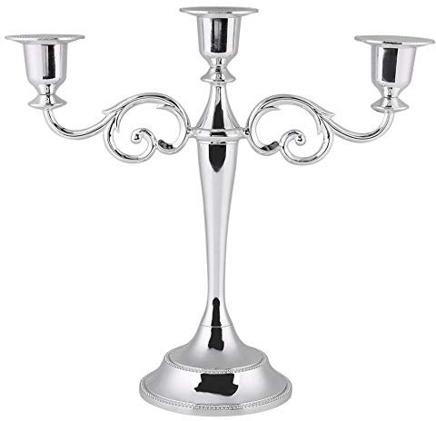 3 Arme Kerzenhalter-Metall Candle Stick Ständer Halter europäischen Stil Kandelaber für das Abendessen Hochzeit Home Decor (Farbe : Silber)
