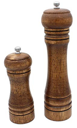 Abcsea 2 piezas molinillo de pimienta de madera peugeot manual, molinillo ajustables de pimienta y sal y especias, 5 y 8 pulg.