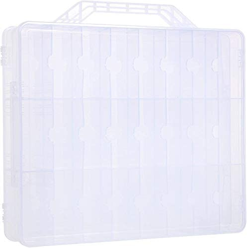 EVERGD Nail Polish Gel Cosmetic Organizer Holder, Portable Universal Clear Double Side Storage Case for 48 Bottles Adjustable Dividers Space Saver