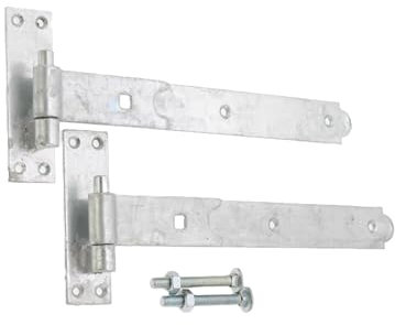 Gartentor-Zubehör, Metallbefestigungsriegel, T-Scharniere, Federschließer, Bolzen, Zink (2 x 12 Haken und Bandscharnier)