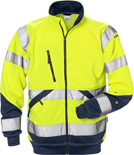 Fristads Warnschutz-Sweatjacke Klasse 3 7426 Shv - Größe M - Warnschutzgelb/Marineblau
