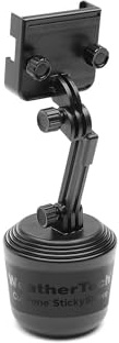 WeatherTech CupFone Two View with Extension – Adjustable, Universal Cup Holder Cell Phone Mount Car & Truck Accessory – Best Design for iPhone & Smartphone Charging – Black Plastic Knobs
