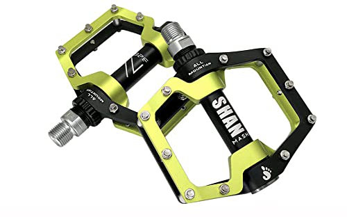 Pozzobon 9/16 Fahrradpedale CNC Aluminium Mountainbike Fahrrad Pedale, rutschfeste Pedalen mit 3 Abgedichtete Lager für MTB BMX Rennrad Trekking Road Bike City Bike 328 (Apfel Grün)
