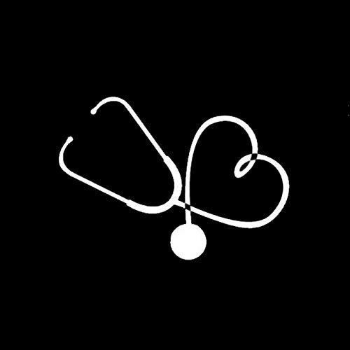Auto-Aufkleber 16 * 11.3Cm Autoaufkleber Stethoskop Love Stylish Reflective Vinyl Decal Schwarz/Silber