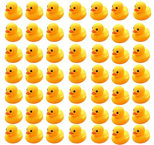 WAMSOLE 50PCS Super Mini Rubber Duck Bath Duck Toys for Toddlers Boys Girls,Squeak and Float Yellow Ducks in Bulk Baby Shower Duck Decorations Party Favors (1.6’’)