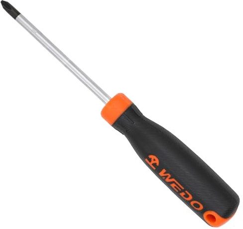 WEDO Tournevis Magnétique avec Cruciforme,Tournevis Phillips S2,PH1×100mm fendu en croix,Poignée Soft-Grip,Fabriqué en Acier S2,non magnétique pointe
