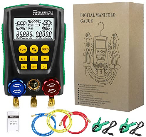 SPORTARC Kühlschrank Digital Manifold HVAC System Messgerät Set, Vakuum Druck Temperatur Leckage Tester Dignostic Meter Kit zum Testen Wartung Klimaanlage