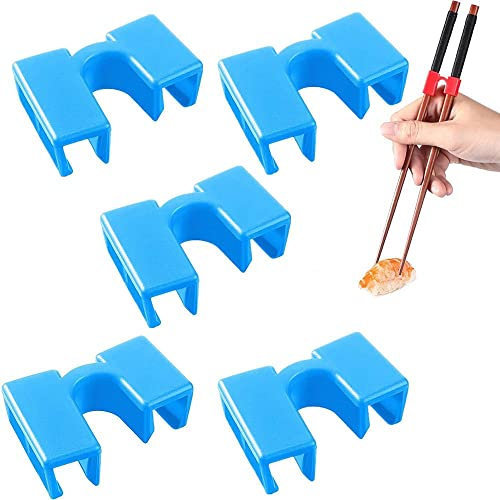 Genérico 5PCS Ayudantes de Palillos de Plástico, Soporte de Entrenador de Palillos, Ayudante de Herramienta de Comida China Reutilizable(Blue)