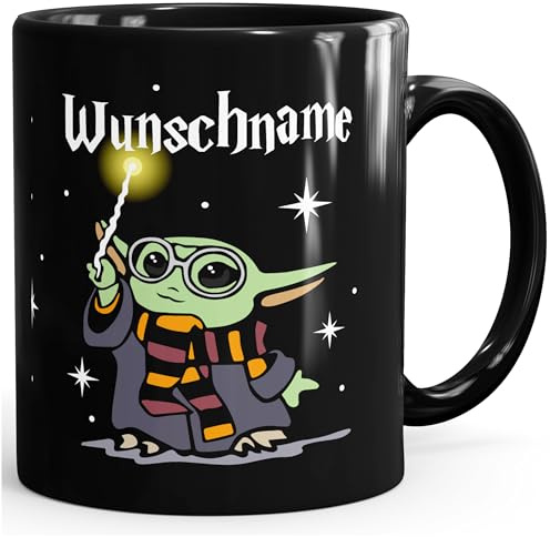 MoonWorks Namenstasse personalisierte Kaffee-Tasse mit Namen persönliche Geschenke Weihnachten Schwarz standard