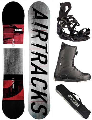 AIRTRACKS Snowboard Set Paquete Completo Tabla Waves Extra Wide Hombre 159 - Fijaciones Master - Botas Star Black 44 - SB Bag