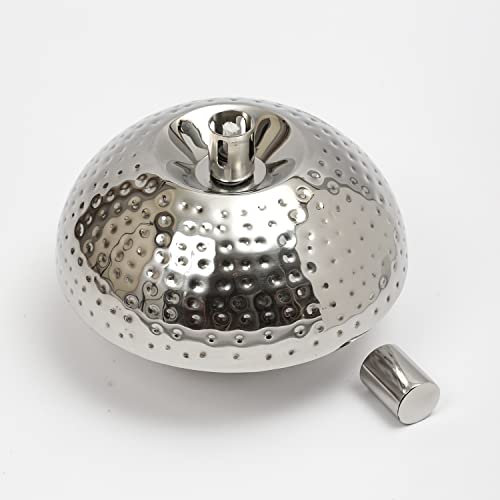 Tischfackel - Ölllampe/Ölbrenner - D: 23cm - für Lampenöl - Edelstahl - von Hand gehämmert (grob gehämmert)