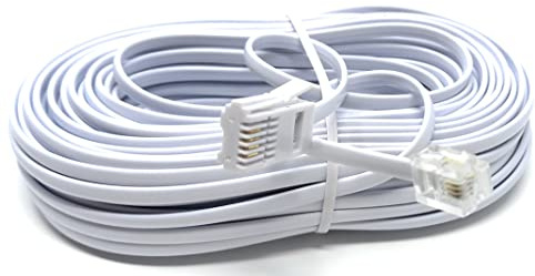 DRUT 20m RJ11 to BT 4 Pin Male to Male Rollover Cable, 65ft