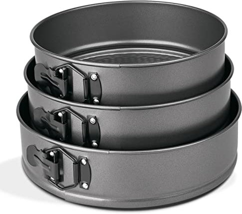 TIENDA EURASIA - Juego de 3 Moldes Antiadherentes, Acero Inoxidable, Tamaños 18-20-22cm, Moldes para Repostería, Horno Desmontables