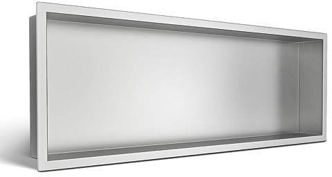 Balneo Wall-Box One Duschnische 90 x 30 x 10 cm, Edelstahl AISI 304 | Edelstahl AISI 304, Rahmen 18,7 mm, 1 % Gefälle, 100 % wasserdicht, 10 J. + 2 J. Beschichtung
