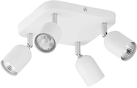 Licht-Erlebnisse Deckenspot aus Metall Weiß Küche Wohnzimmer Flur B:20 cm GU10 4-flammig Zeitlos schwenkbarer Deckenstrahler Esszimmer LIDIA