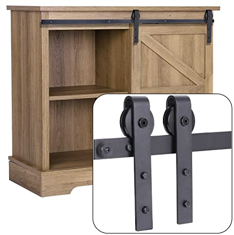 EGTink 120cm/4FT Mini Schiebetürbeschlag Set für Einzeltüren Schränke, Schiebetürsystem mit Laufrollen und Schien für Einzeltüren Schränke, TV-Ständer, Kleiner Kleiderschrank