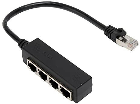Cavo Sdoppiatore Ethernet RJ45, Cavo Adattatore Sdoppiatore Ethernet LAN RJ45 1 Maschio a 4 X Femmine con Nucleo Placcato Oro a 8 Pin per Laptop