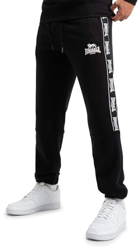 Lonsdale Joggingbyxor för män, normal passform GRUTNESS, svart/vit, L, 117562