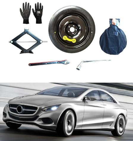 17 Notrad kompatibel mit Mercedes CLC mit Wagenheber, Schlüssel, Handschuhe und Tasche